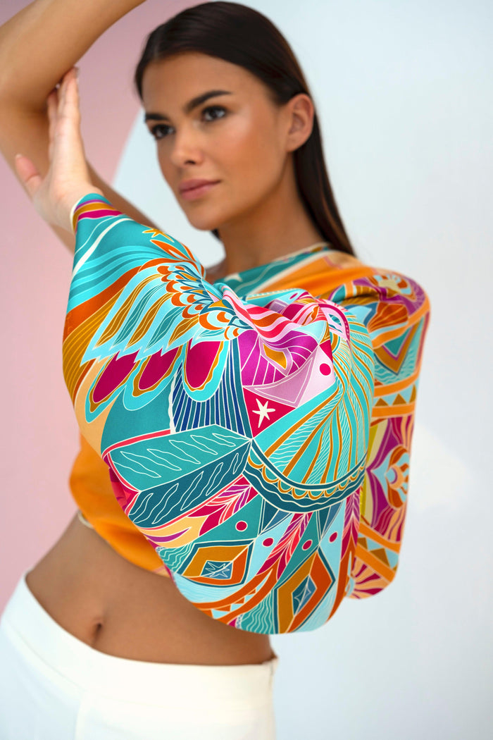 Life "Hayeti" (Desert Yellow) / Silk scarf - Lumena Maison