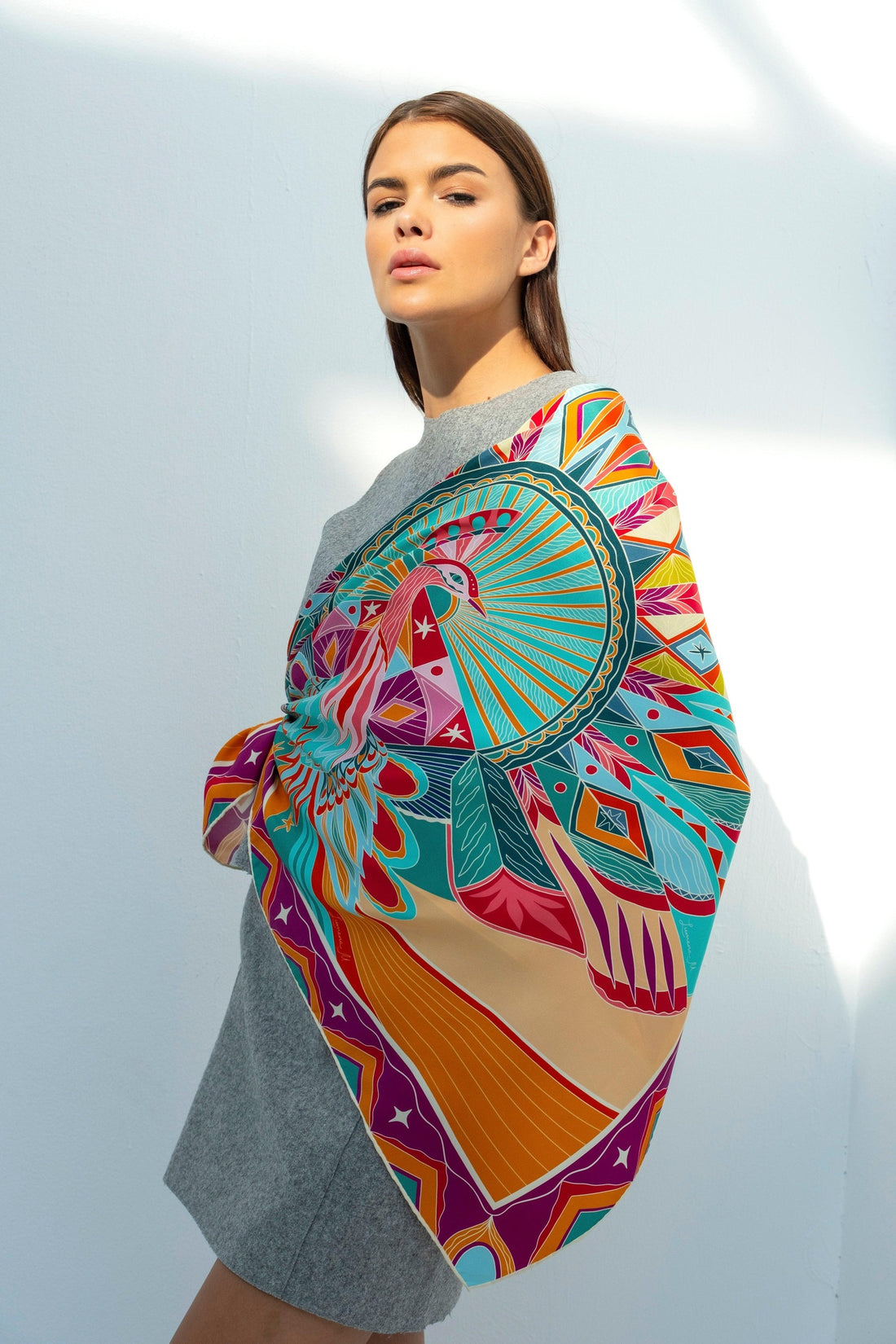 Life "Hayeti" (Pink) / Silk scarf - Lumena Maison