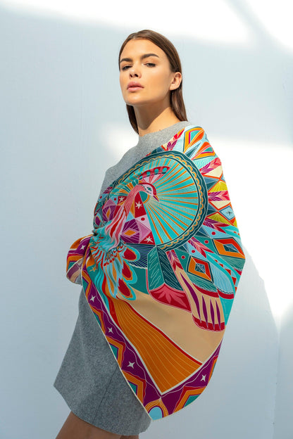 Life "Hayeti" (Pink) / Silk scarf - Lumena Maison