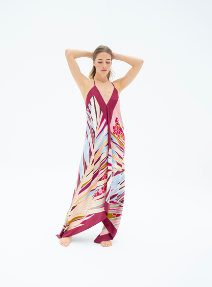 The Palm (Burgundy) / Silk dress