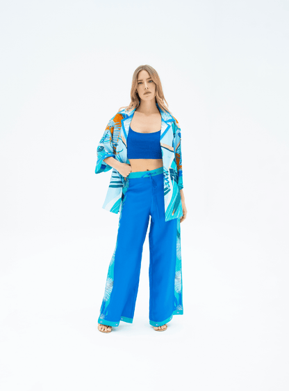 The Dubai Kite beach (Frosty Green) / Silk set with pants - Lumena Maison