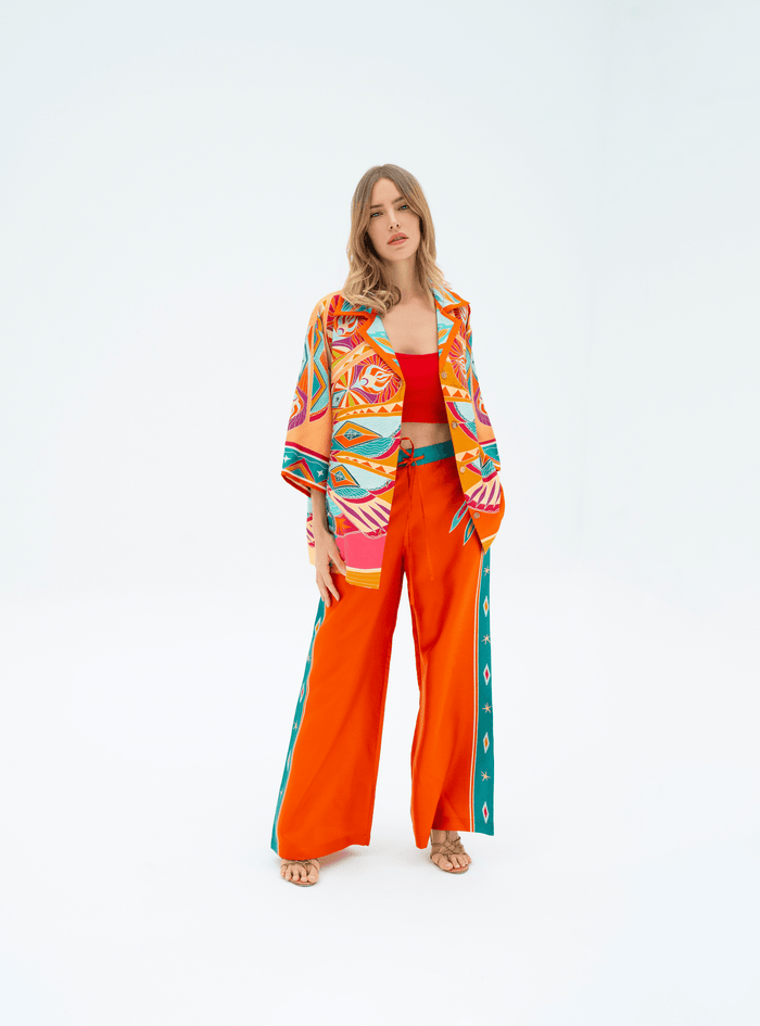 Life "Hayeti" (Desert Yellow) / Silk set with pants - Lumena Maison