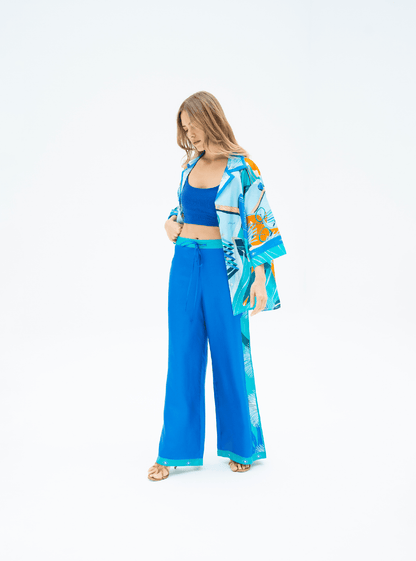 The Dubai Kite beach (Frosty Green) / Silk set with pants - Lumena Maison