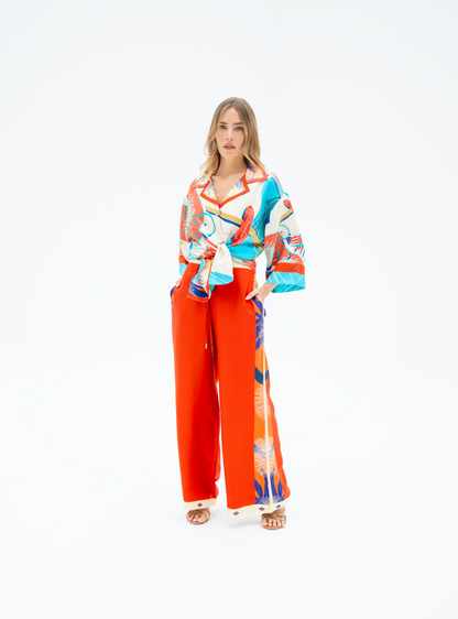 The Dubai Kite beach (Brick Orange) / Silk set with pants