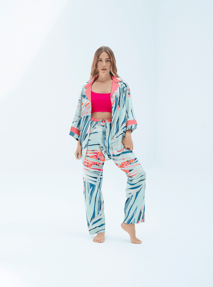 The Palm / Silk set with pants - Lumena Maison