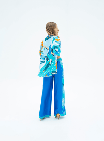The Dubai Kite beach (Frosty Green) / Silk set with pants - Lumena Maison