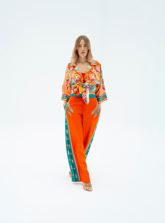 Life "Hayeti" (Desert Yellow) / Silk set with pants - Lumena Maison