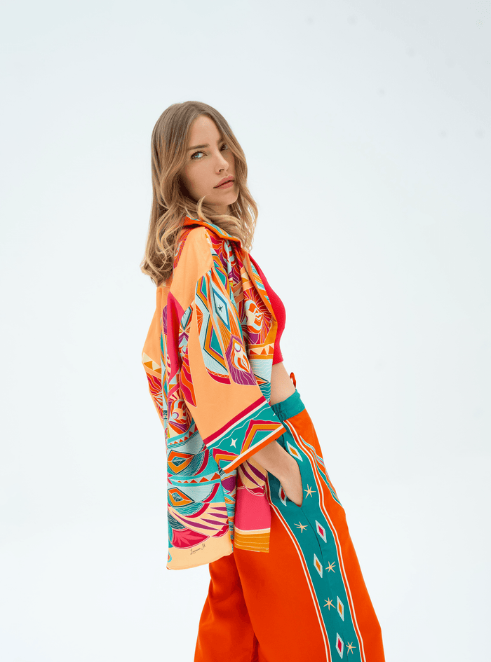 Life "Hayeti" (Desert Yellow) / Silk set with pants - Lumena Maison