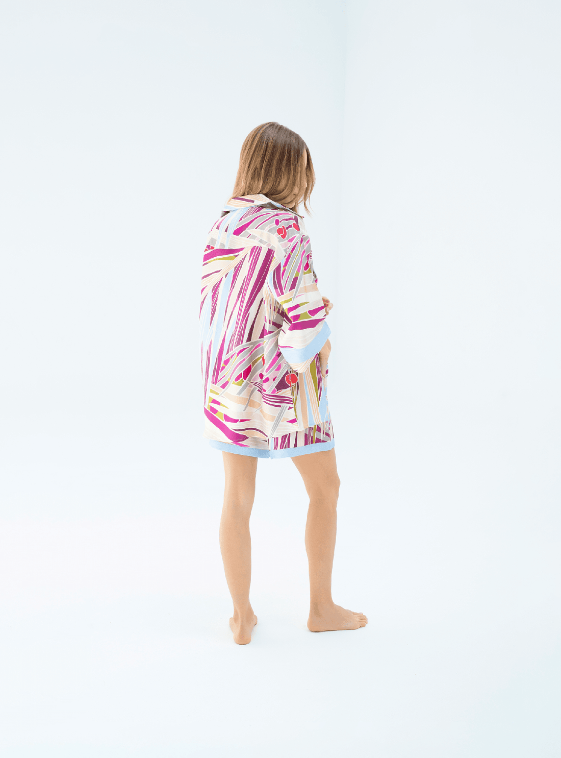 The Palm (Burgundy) / Silk set with shorts - Lumena Maison