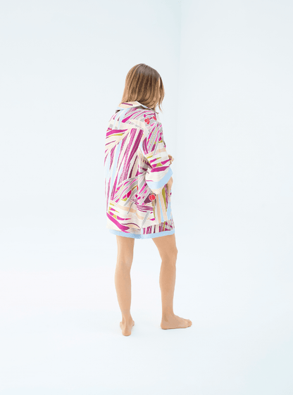 The Palm (Burgundy) / Silk set with shorts - Lumena Maison