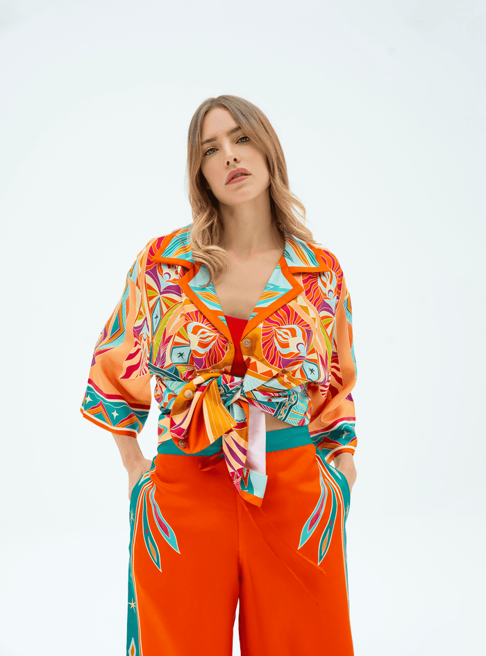 Life "Hayeti" (Desert Yellow) / Silk set with pants - Lumena Maison