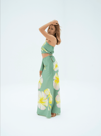 UAE Botanicals (Sage Green) / Silk set with skirt - Lumena Maison