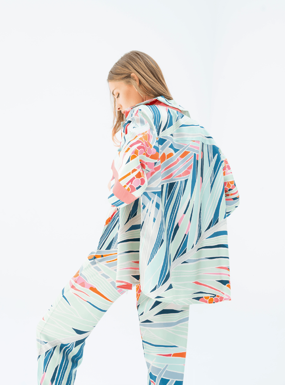 The Palm / Silk set with pants - Lumena Maison