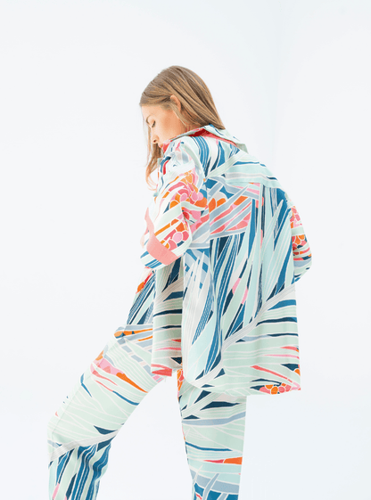 The Palm / Silk set with pants - Lumena Maison