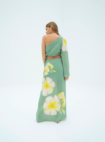 UAE Botanicals (Sage Green) / Silk set with skirt - Lumena Maison