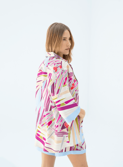 The Palm (Burgundy) / Silk set with shorts - Lumena Maison