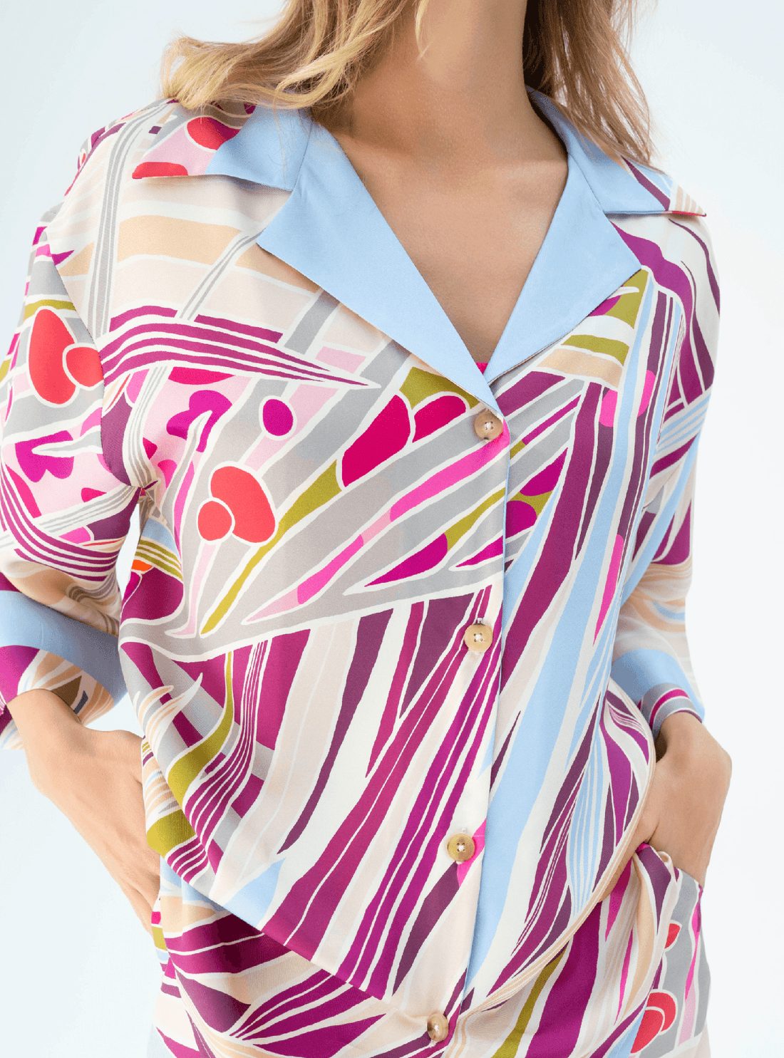 The Palm (Burgundy) / Silk set with shorts - Lumena Maison