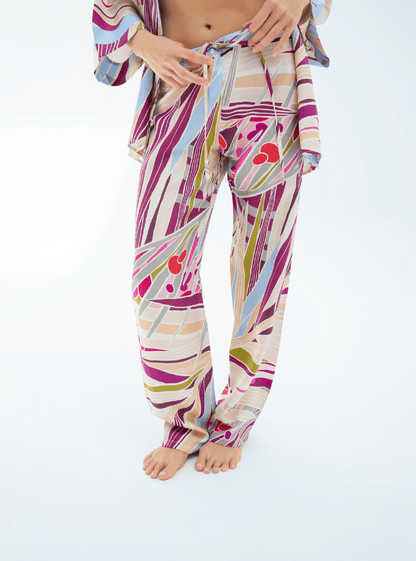 The Palm (Burgundy) / Silk set with pants - Lumena Maison