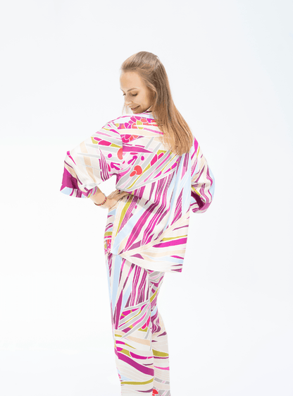 The Palm (Burgundy) / Silk set with pants - Lumena Maison