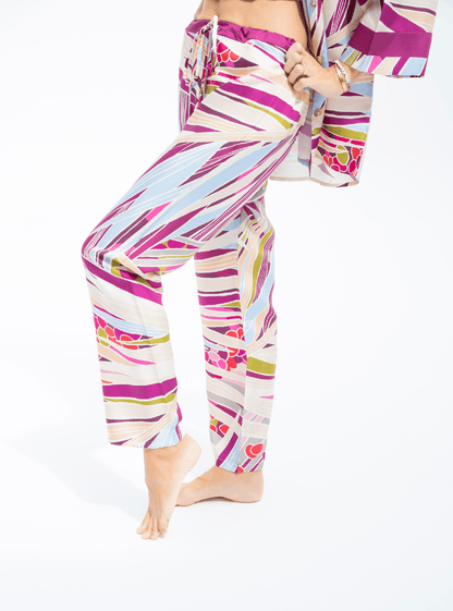 The Palm (Burgundy) / Silk set with pants - Lumena Maison