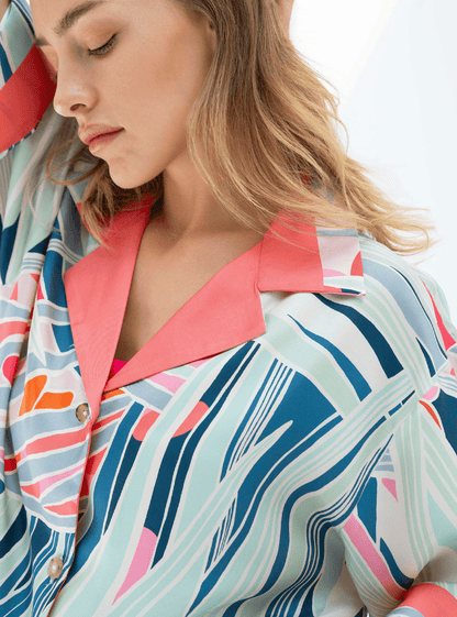 The Palm / Silk set with pants - Lumena Maison