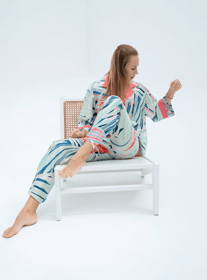 The Palm / Silk set with pants - Lumena Maison