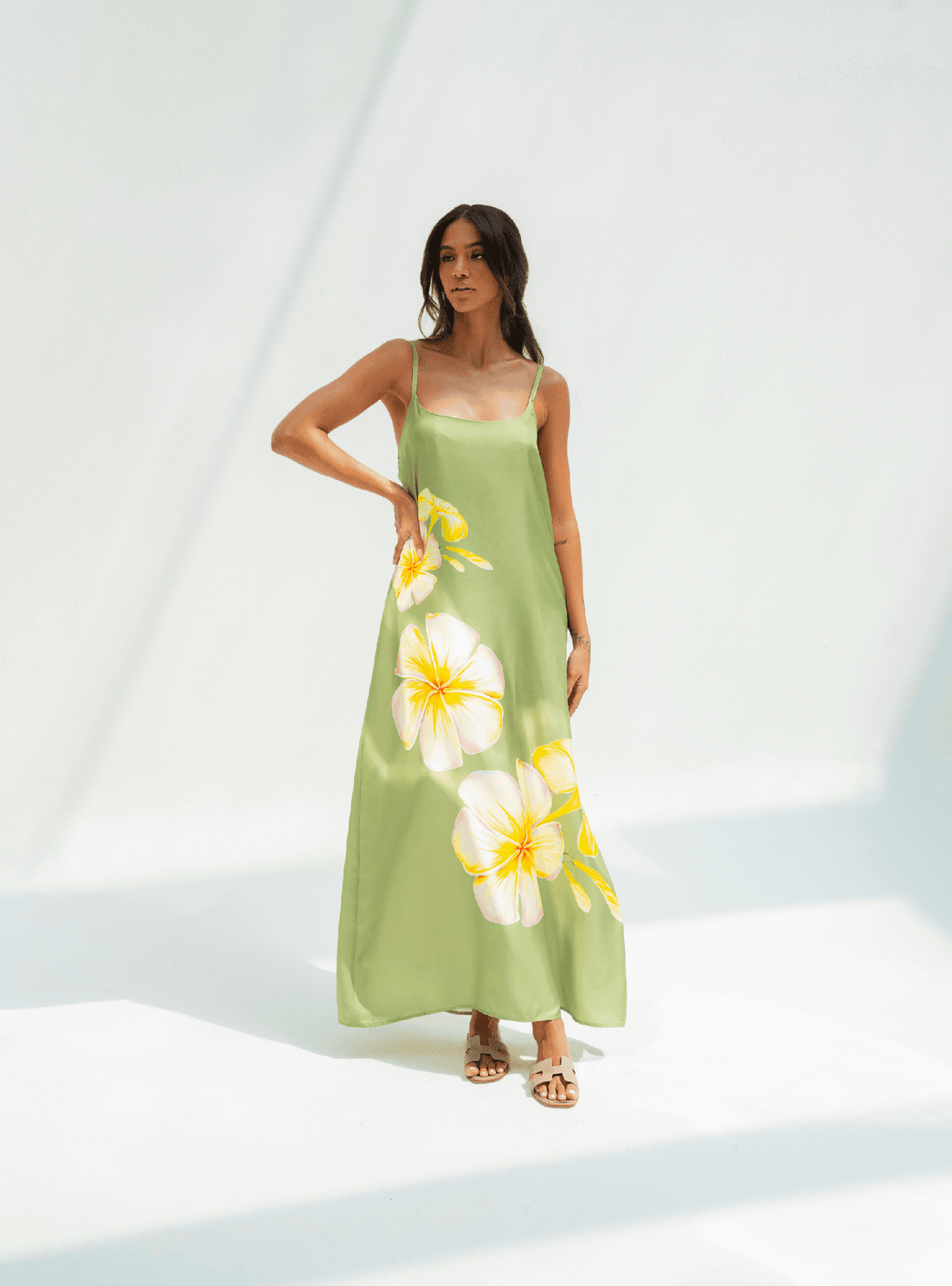 UAE Botanicals (Sage Green) / A-line dress - Lumena Maison
