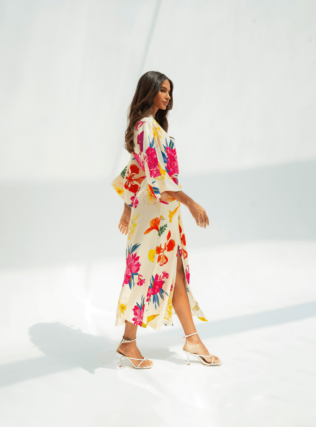 UAE Botanicals (Milky White) / Kimono dress - Lumena Maison
