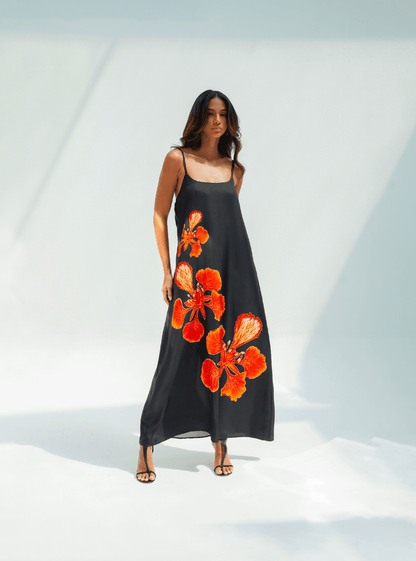 UAE Botanicals (Black) / A-line dress - Lumena Maison