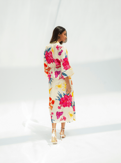 UAE Botanicals (Milky White) / Kimono dress - Lumena Maison