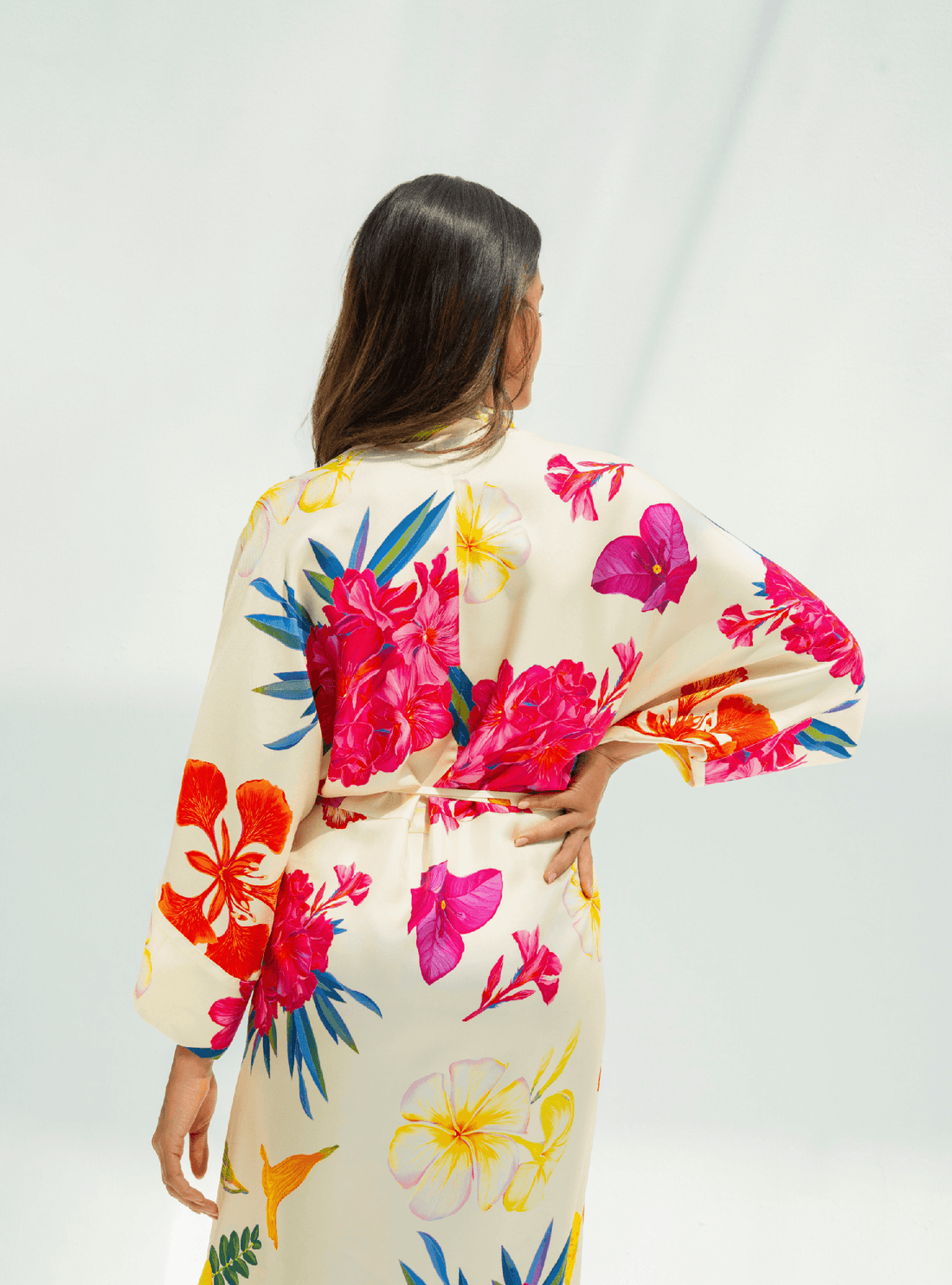 UAE Botanicals (Milky White) / Kimono dress - Lumena Maison