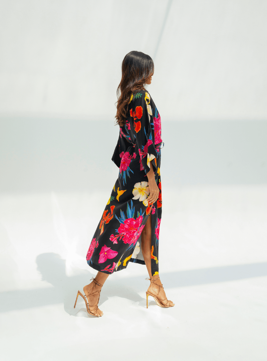UAE Botanicals (Black) / Kimono dress - Lumena Maison