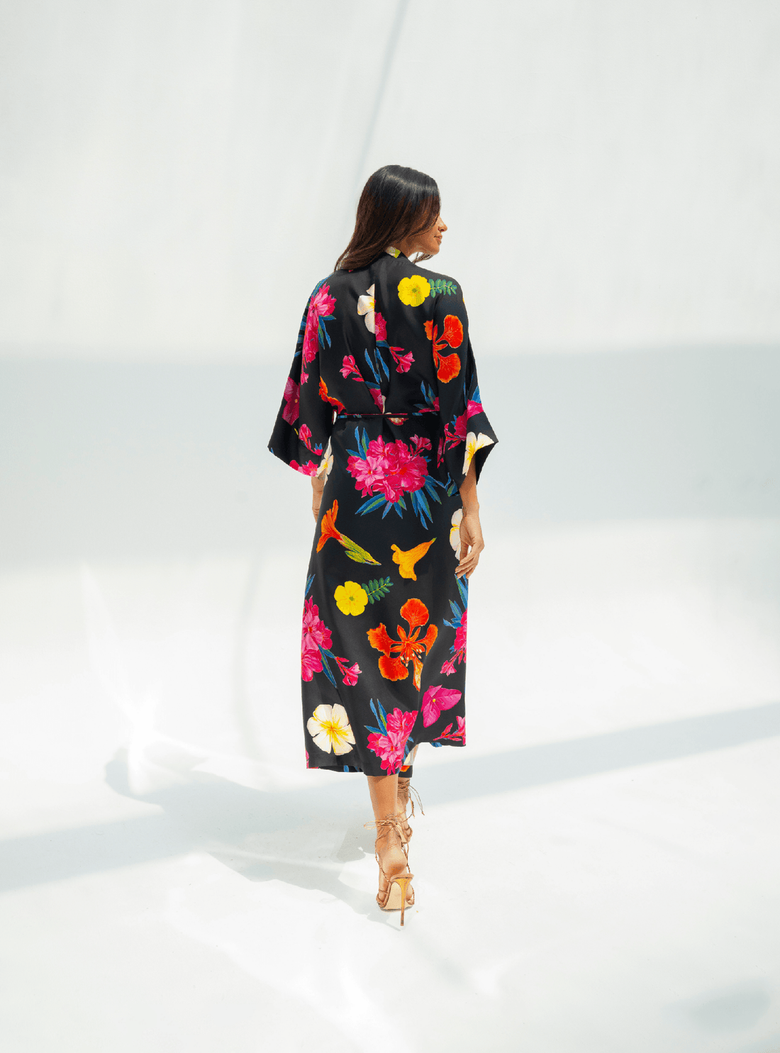 UAE Botanicals (Black) / Kimono dress - Lumena Maison