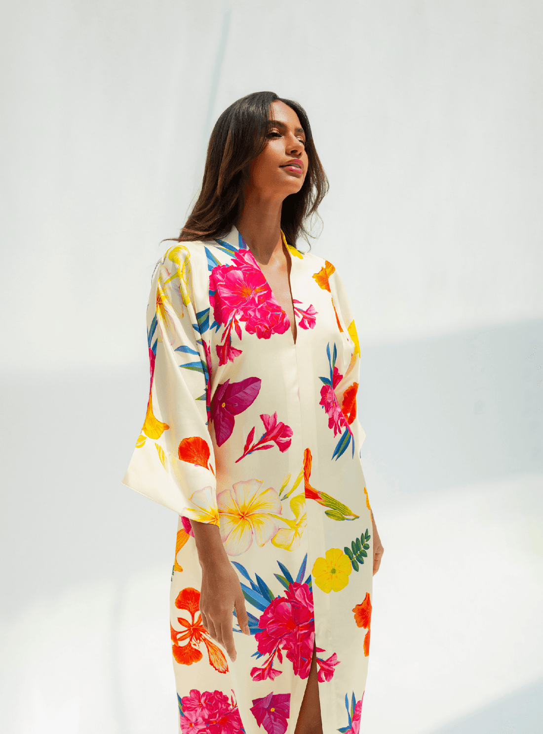 UAE Botanicals (Milky White) / Kimono dress - Lumena Maison