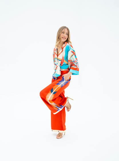 The Dubai Kite beach (Brick Orange) / Silk set with pants