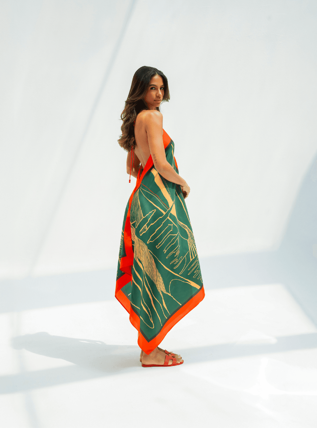The Dubai skyline (Emerald Green) / Silk dress - Lumena Maison