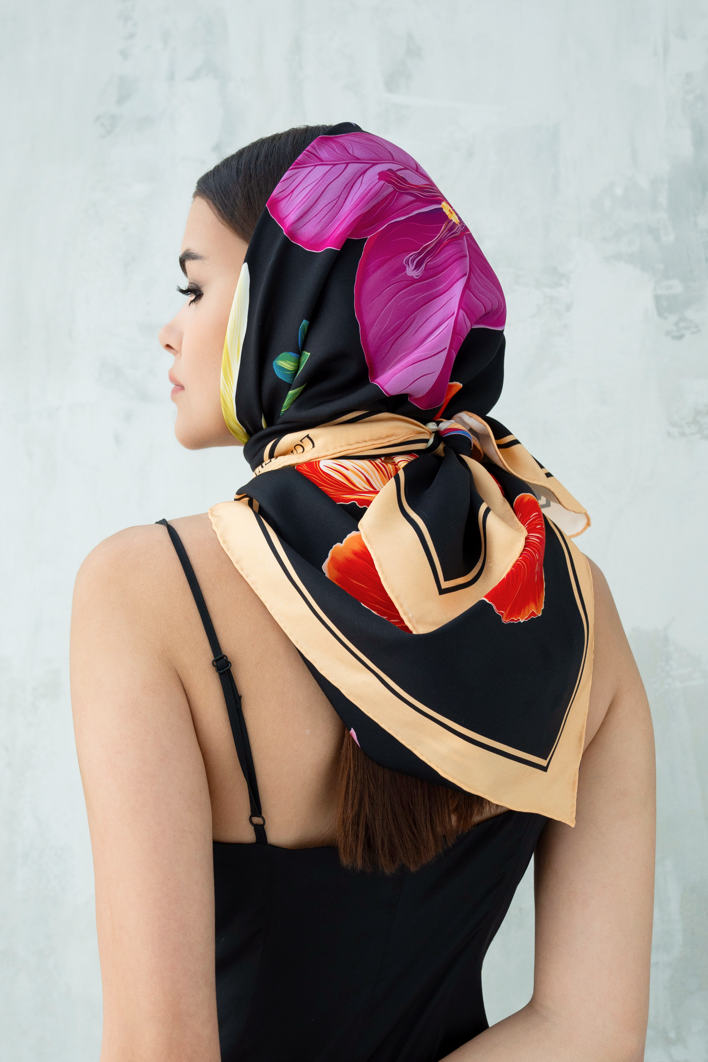 UAE Botanicals (Black) / Silk scarf