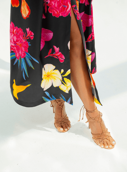 UAE Botanicals (Black) / Kimono dress - Lumena Maison