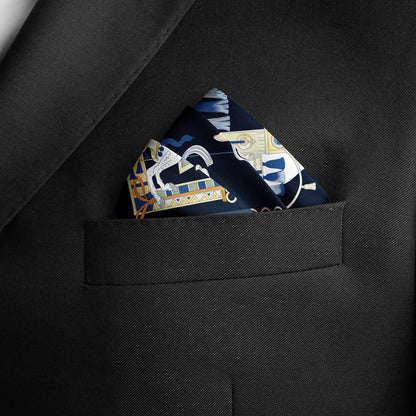 The Story of Emirati Equestrian Heritage (Navy & Beige )/ Pocket square 35