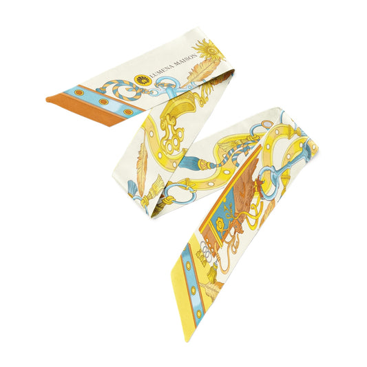 The Story of Emirati Equestrian Heritage (Yellow & Blue)/ Silk twilly scarf