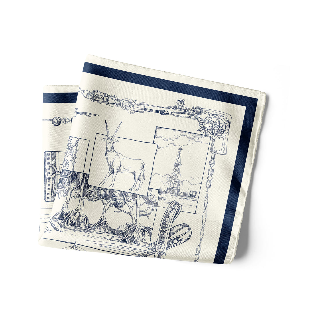 The Abu Dhabi Heritage  (Blue/Brown Reversible) / Pocket square 35