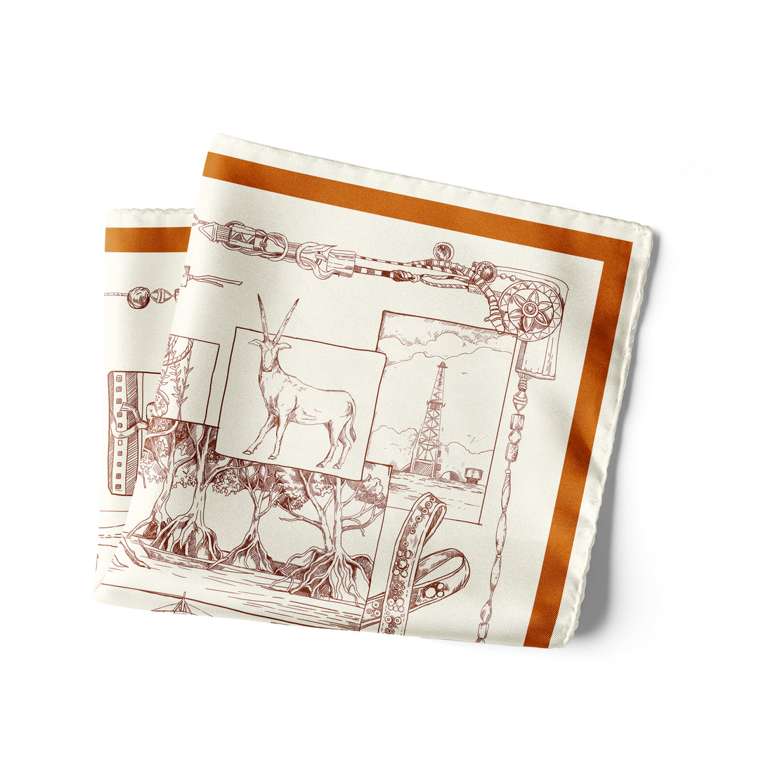 The Abu Dhabi Heritage  (Blue/Brown Reversible) / Pocket square 35
