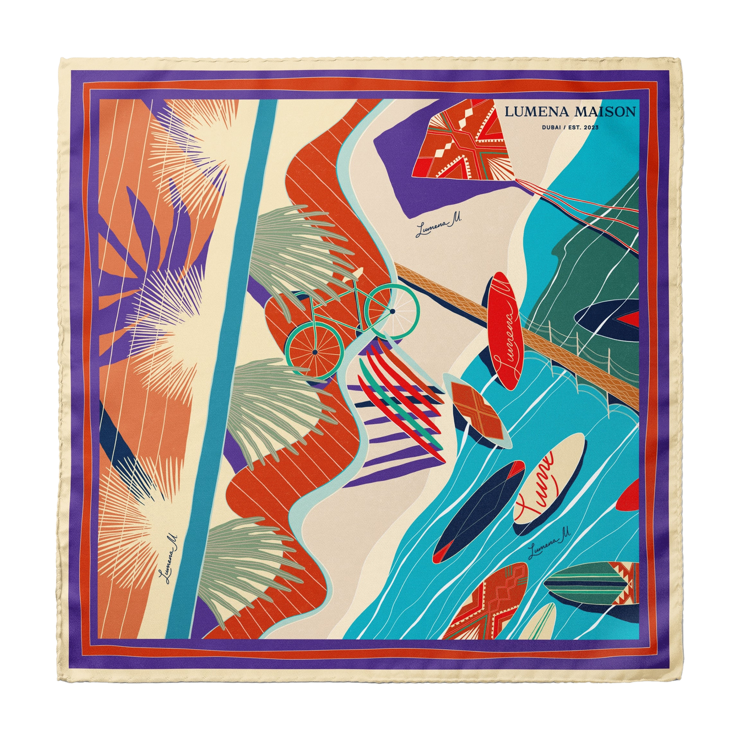 The Dubai Kite beach (Brick Orange) / Silk scarf