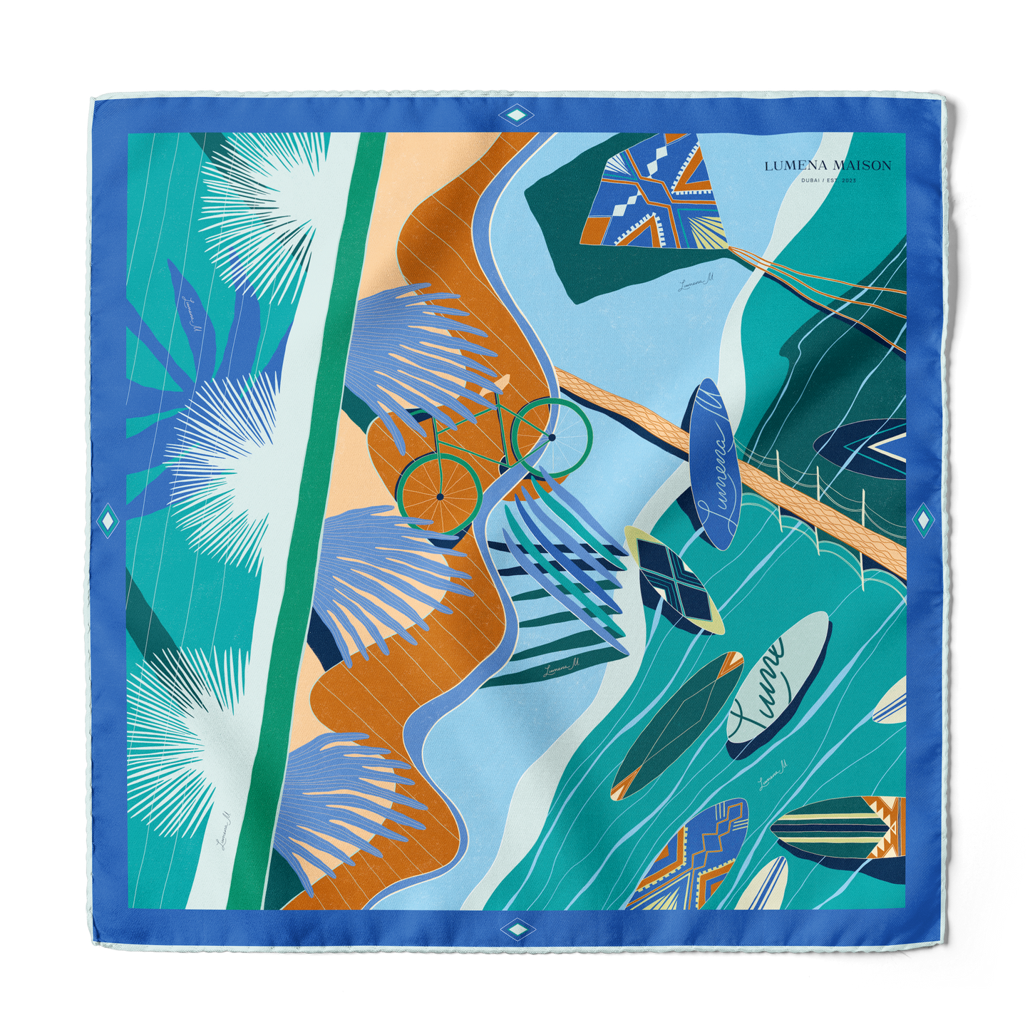 The Dubai Kite beach (Frosty Green) / Silk scarf