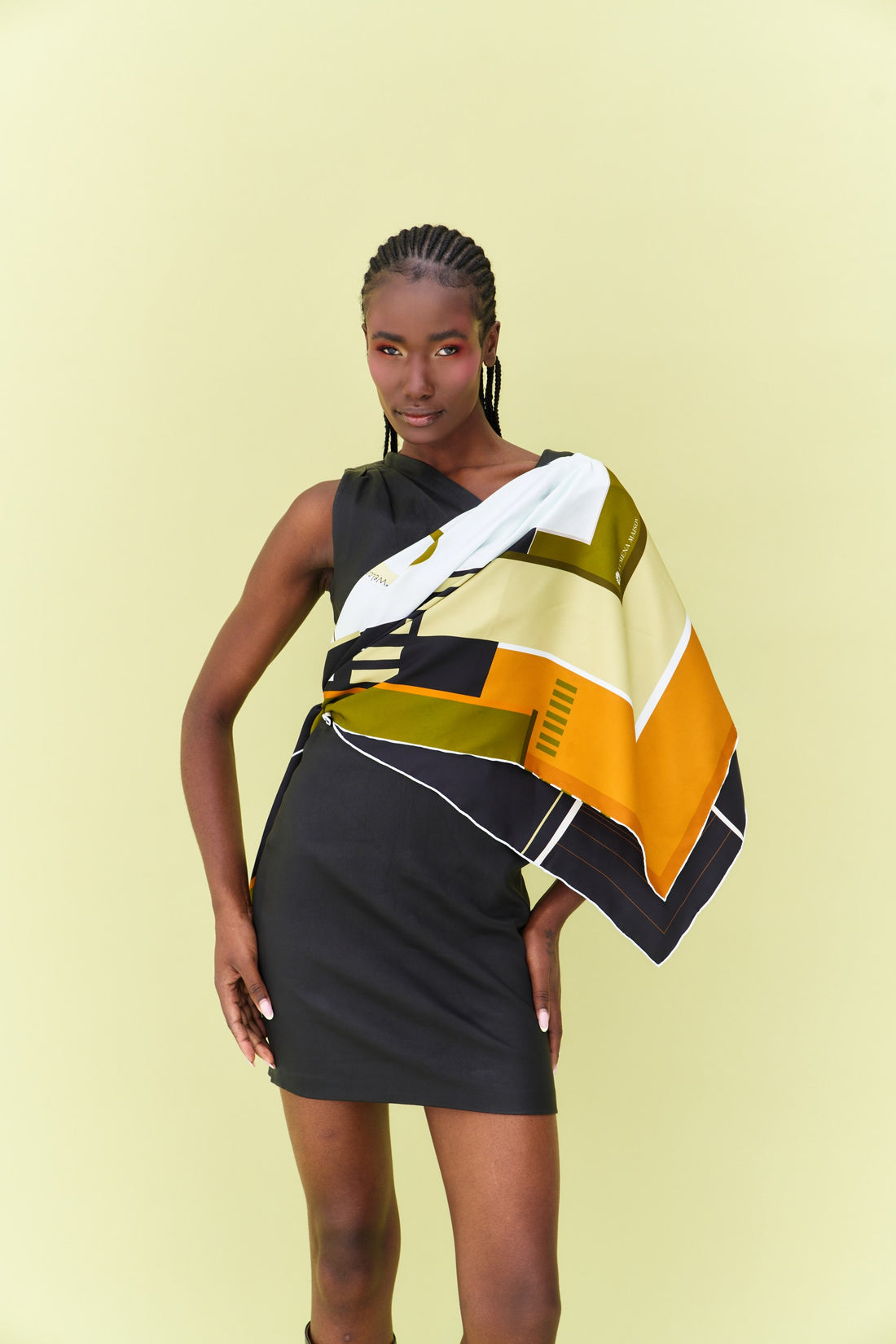 Peaceful Skies, Endless Horizons- UAE (Black Army)/ Silk Scarf
