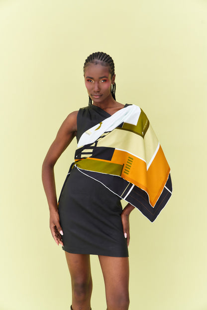 Peaceful Skies, Endless Horizons- UAE (Black Army)/ Silk Scarf
