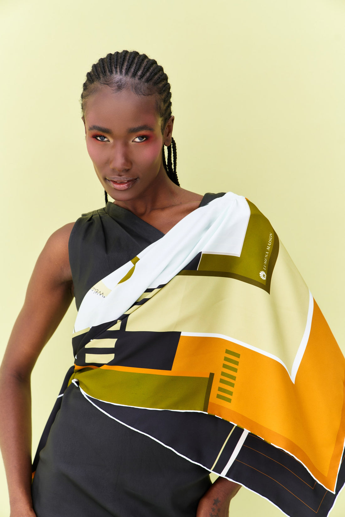 Peaceful Skies, Endless Horizons- UAE (Black Army)/ Silk Scarf