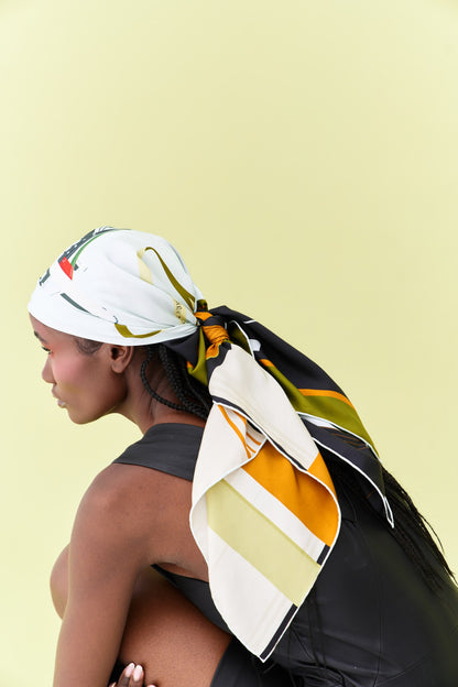 Peaceful Skies, Endless Horizons- UAE (Black Army)/ Silk Scarf