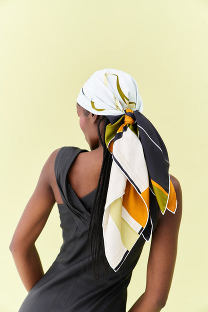 Peaceful Skies, Endless Horizons- UAE (Black Army)/ Silk Scarf