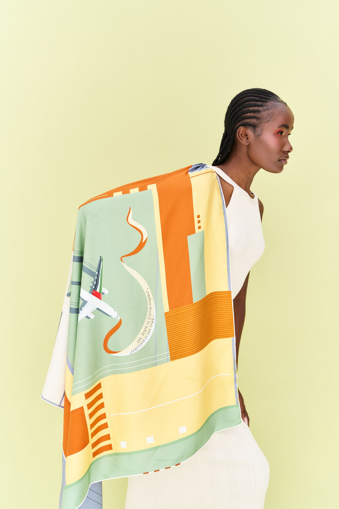 Peaceful Skies, Endless Horizons- UAE (Iron Gray Rust, Yellow)/ Silk Scarf